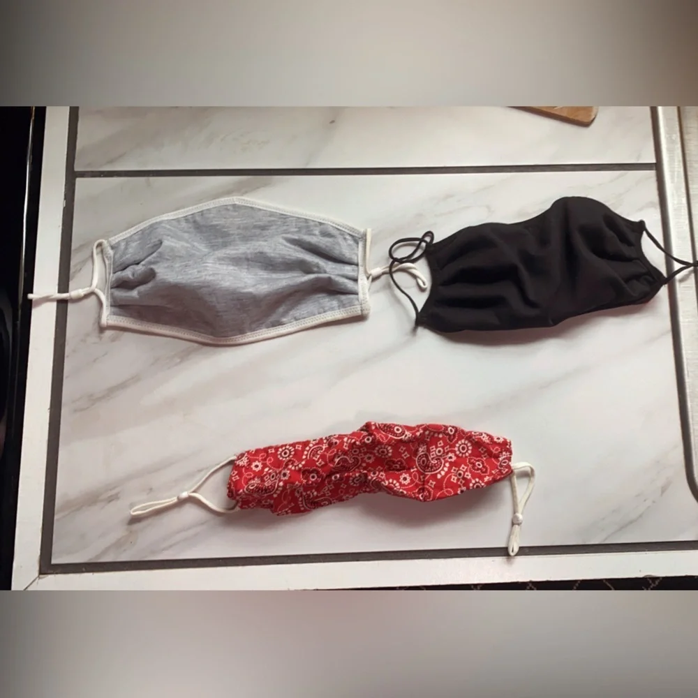 Set of Three Face Masks - Red, Black, Gray